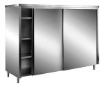 SARO Edelstahl-Lagerschrank mit Schiebetüren AISI 430, Flachdach, 1200x600 mm